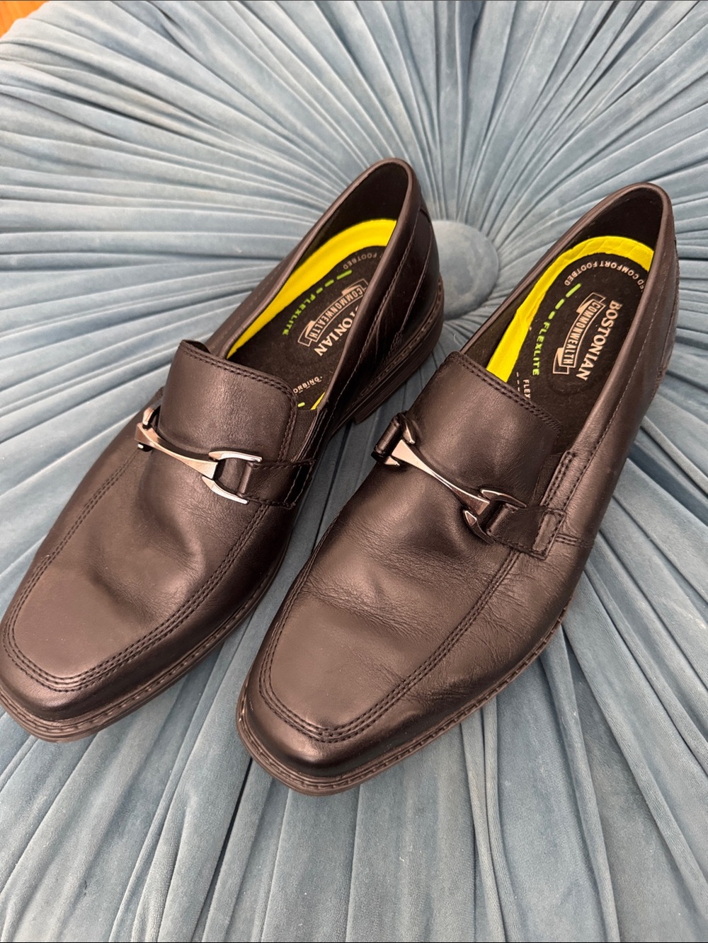 Bostonian Black Leather Slip-On Loafers with Silver Bit